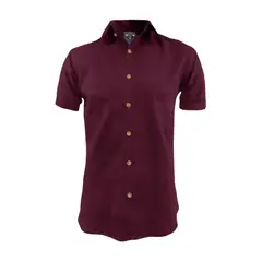 SON DOS - Camisa lino vino tinto también en tallas grandes manga corta