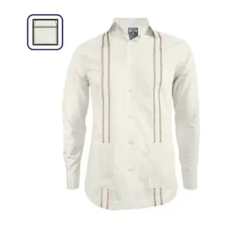 SON DOS - Camisa guayabera marfil bordada manga larga dos bolsillos para hombre