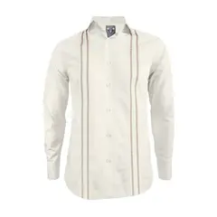 SON DOS - Camisa guayabera marfil bordada también en tallas grandes hombre
