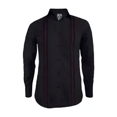 SON DOS - Camisa guayabera negra bordada también en tallas grandes