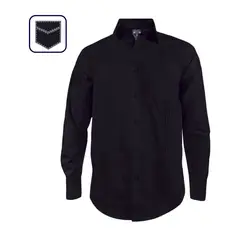 SON DOS - Camisa guayabera alforzas negra 4 bolsillos también en tallas grandes