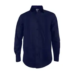 SON DOS - Camisa guayabera alforzas azul oscuro 2 bolsillos en tallas grandes