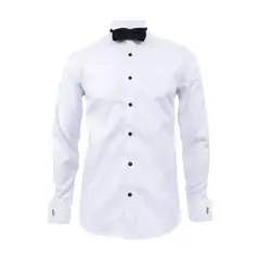 SON DOS - Camisa smoking blanca botón negro puño mancornas manga larga
