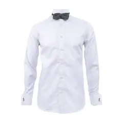 SON DOS - Camisa smoking blanca puño para mancornas manga larga hombre