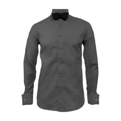 SON DOS - Camisa smoking ocasión gris oscura manga larga slim hombre