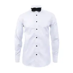 SON DOS - Camisa smoking blanca también en tallas grandes para hombre