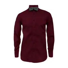 SON DOS - Camisa smoking vino tinto puño clásico manga larga hombre
