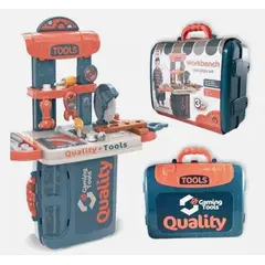 GENERICO - MALETIN HERRAMIENTAS DE JUGUETE 3EN1 AZUL