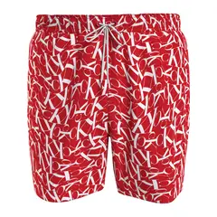 CALVIN KLEIN - Bañador De Largo Medio Con Cordón Ck Monogram Hombre Rojo