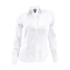 SON DOS - Camisa blusa blanca botonadura escondida en algodón manga larga mujer