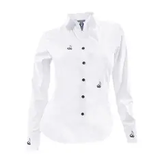 SON DOS - Camisa blusa blanca bordada también en tallas grandes mujer