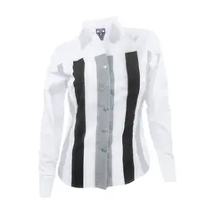 SON DOS - Camisa blusa blanca rayas también en tallas grandes mujer