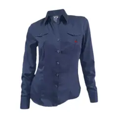 SON DOS - Camisa blusa denim con bolsillos bordada manga larga mujer