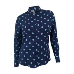 SON DOS - Camisa blusa azul oscura en pepas algodón manga larga mujer