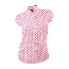 SON DOS - Camisa blusa blanca en pepas cuello neru manga corta mujer