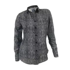SON DOS - Camisa blusa gris estampado animal print manga larga mujer