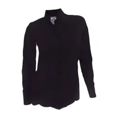 SON DOS - Camisa blusa negra bordada cuello neru manga larga mujer
