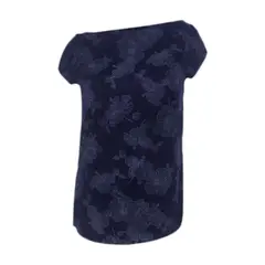 SON DOS - Camisa blusa azul oscura escote bandeja manga corta mujer