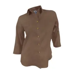 SON DOS - Camisa blusa lino café celebración manga tres cuartos mujer
