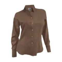 SON DOS - Camisa blusa lino café también en tallas grandes para mujer