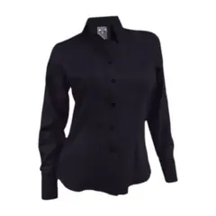 SON DOS - Camisa blusa lino negra celebración casual manga larga mujer