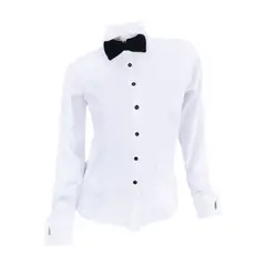 SON DOS - Camisa smoking blanca puño para mancornas tallas grandes para mujer