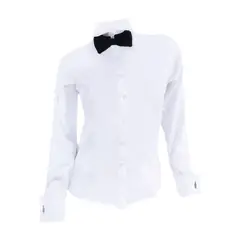 SON DOS - Camisa smoking blanca puño mancornas manga larga para mujer