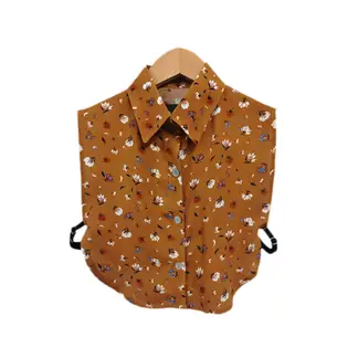SON DOS - Blusa de cuello clásico falso mostaza estampado para mujer