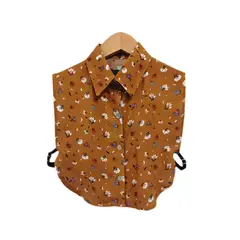 SON DOS - Blusa de cuello clásico falso mostaza estampado para mujer