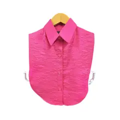 SON DOS - Cuello falso en seda color fucsia tipo clásico para mujer