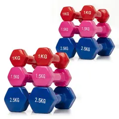 ENERGY PLUS - Kit 12 mancuernas hexagonales neopreno, set pesas completo