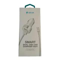DEVIA - Cargador Para Carro De Lightning Con 2 Puerto Usb Blanco
