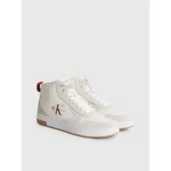 CALVIN KLEIN - Tenis Beige Altos De Cuero Para Hombre