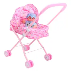 GENERICO - Coche Paseador + Bebé Muñecas Plegable Cochecito Juguete