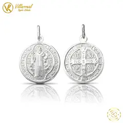 GENERICO - DIJE MEDALLA SAN BENITO PLATA 925 25mm