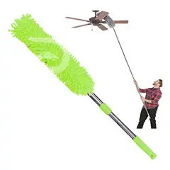 GENERICO - Plumero Microfibra 96cm Metalico Telescopico Limpieza Verde