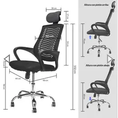 GENERICO - Silla Ergonómica Gerente Malla Cromada Color Negro