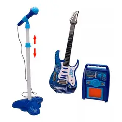 GENERICO - Guitarra Eléctrica De Juguete Microfono Parlante Rock Azul
