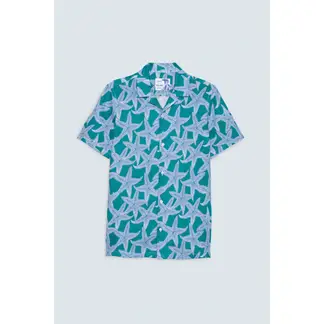 SOLOIO - Camisa de lino estrella marina verde