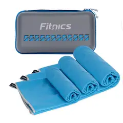 FITNICS - Toalla Microfibra Set x2 + Estuche (77x153 + 39x39) - Azul-