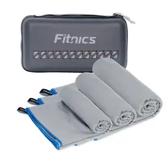 FITNICS - Toalla Microfibra Set x2 + Estuche (77x153 + 39x39) - Gris-