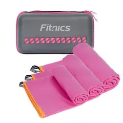 FITNICS - Toalla Microfibra Set x2 + Estuche (77x153 + 39x39) - Rosa-