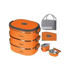 TRUPER - Portacomida Térmica Con 3 Recipientes De Acero Inoxidable