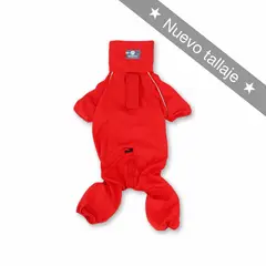 WAWAW - Impermeable 4patas para perro talla L rojo con embone reflectivo y cuello alto
