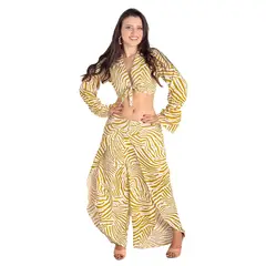 FREYDA - Conjunto Top Y Pantalón Ancho Animal Print Estilo