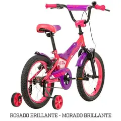 GW - BICICLETA PILOT INFANTIL PARA NIÑA RIN 16 ROSADO MORADO