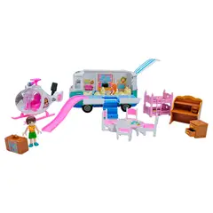 GENERICO - Bus Carro Camper Clásica Helicóptero Set Muñecas Accesorio
