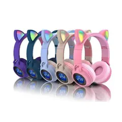 GENERICO - Audífonos Inalámbricos Gato LCD LED Bluetooth Cat Ear Rosa