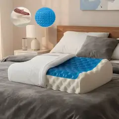 TECHCONFORT - Almohada cervical en Gel y memory foam puntas masajeadoras