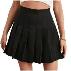 RAINBOW MODA - Falda plisada corta negra coreana kawaii